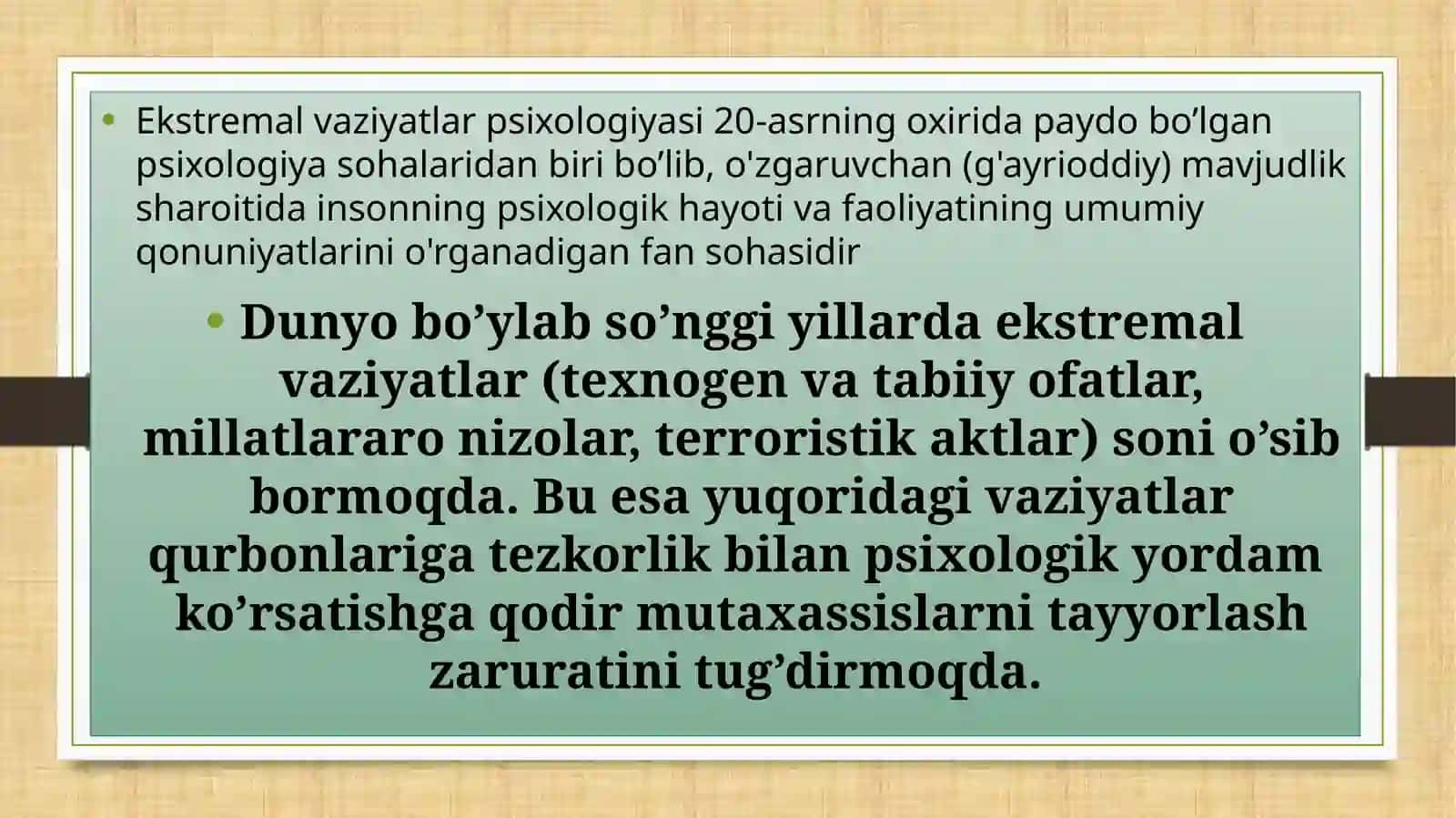 EKSTREMAL VAZIYATLAR PSIXOLOGIYASINING VAZIFALARI 3