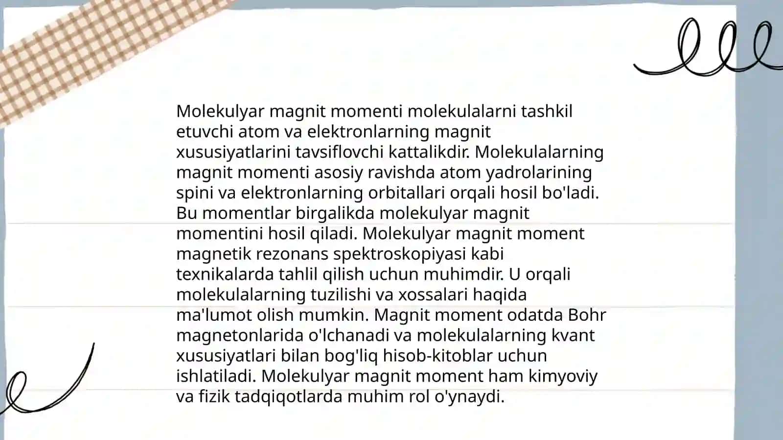 Magnit xossalar Molekulyarlarning magnit momenti 3