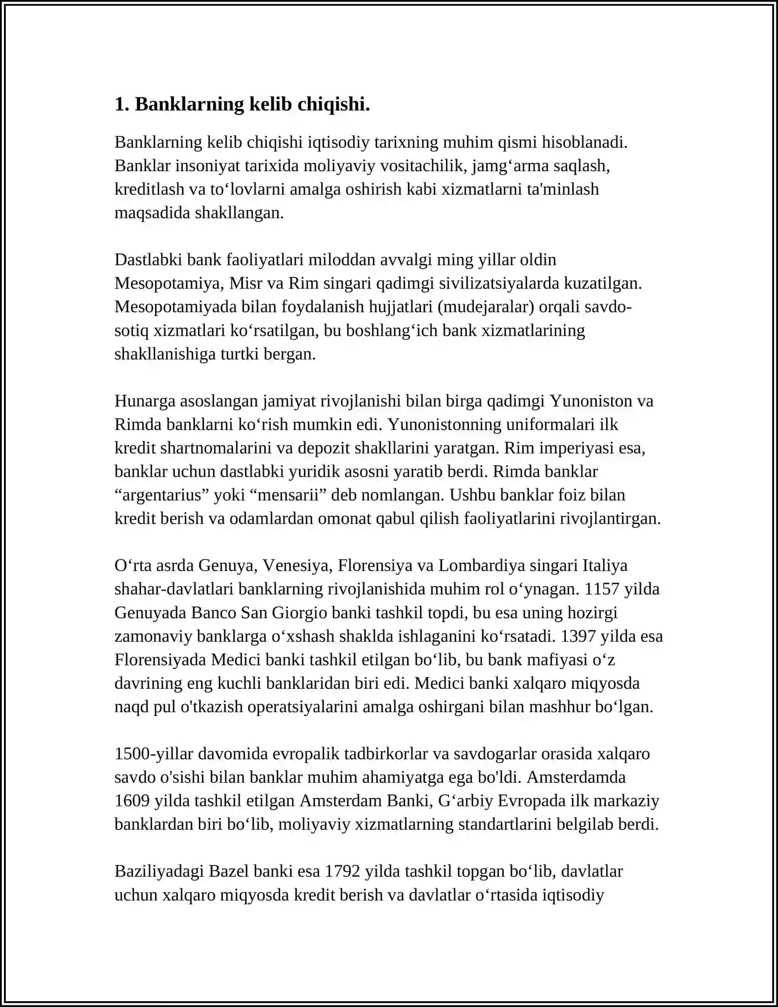 BANKLARNING KELIB CHIQISHI VA BANK TIZIMI 3