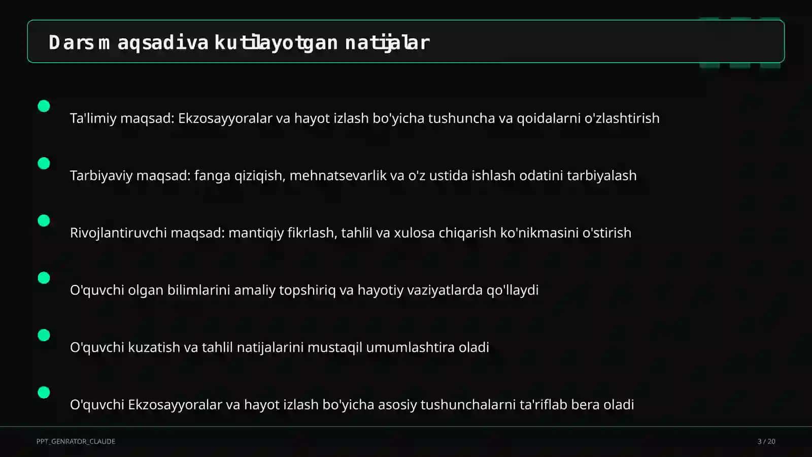 Ekzosayyoralar va hayot izlash (11-sinf) 3