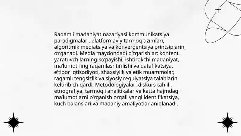 Raqamli madaniyat va axborot modellarini chuqur oʻrganish 3