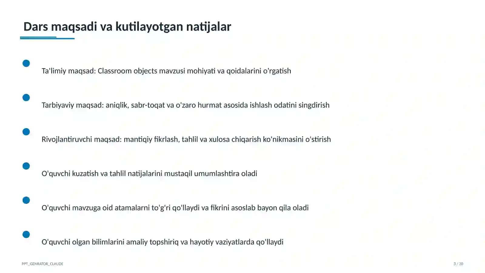 Classroom objects (2-sinf) 3