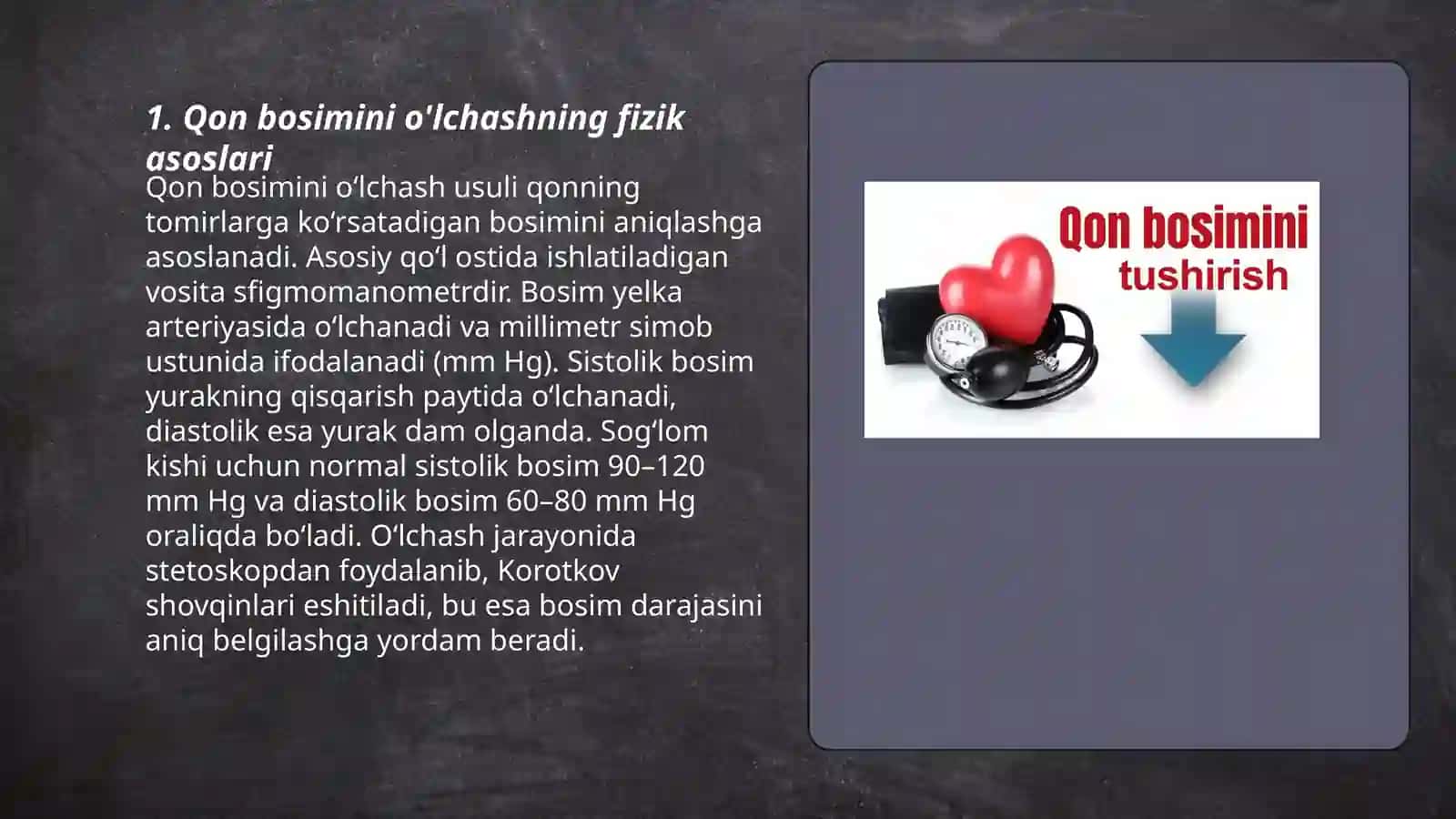 Tibbiyotda qon bosimi o'lchashning fizik asoslari 3