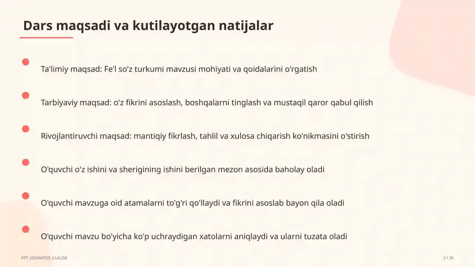 Fe'l so'z turkumi (3-sinf) 3