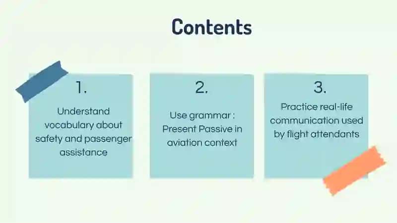 Flight attendants“Cabin crew- Vocabulary and Present Passive” 3