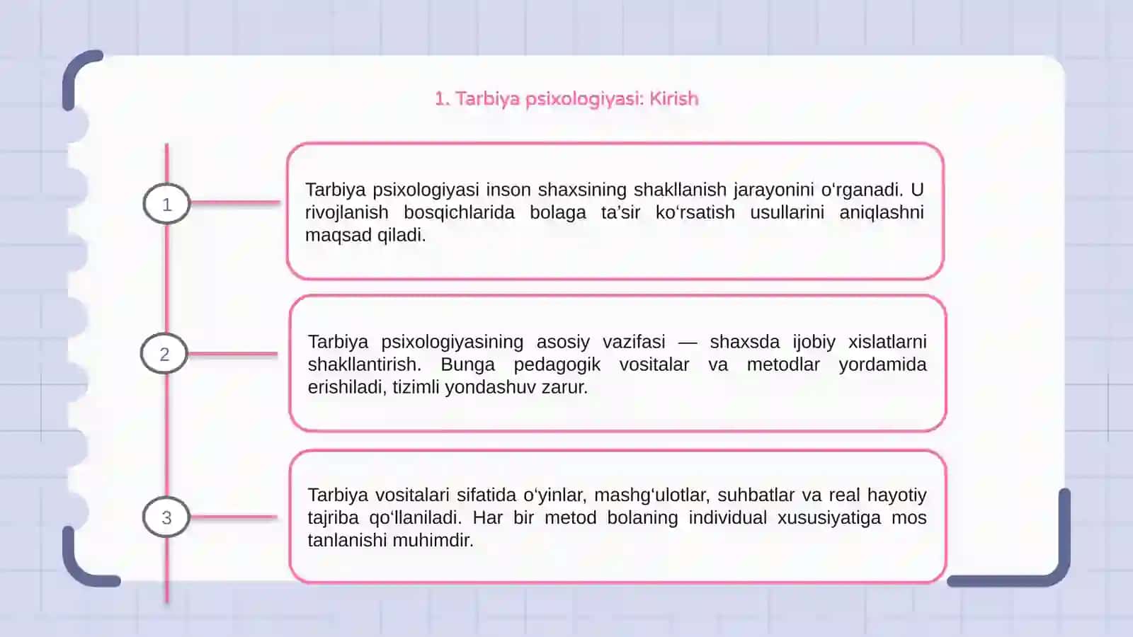 Tarbiya psixologiyasi maqsadi, vositalari va metodlari 3