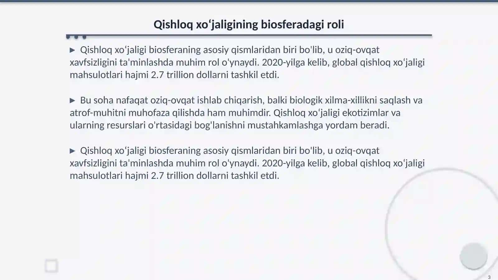 Qishloq xo'jaligi va biosfera 3