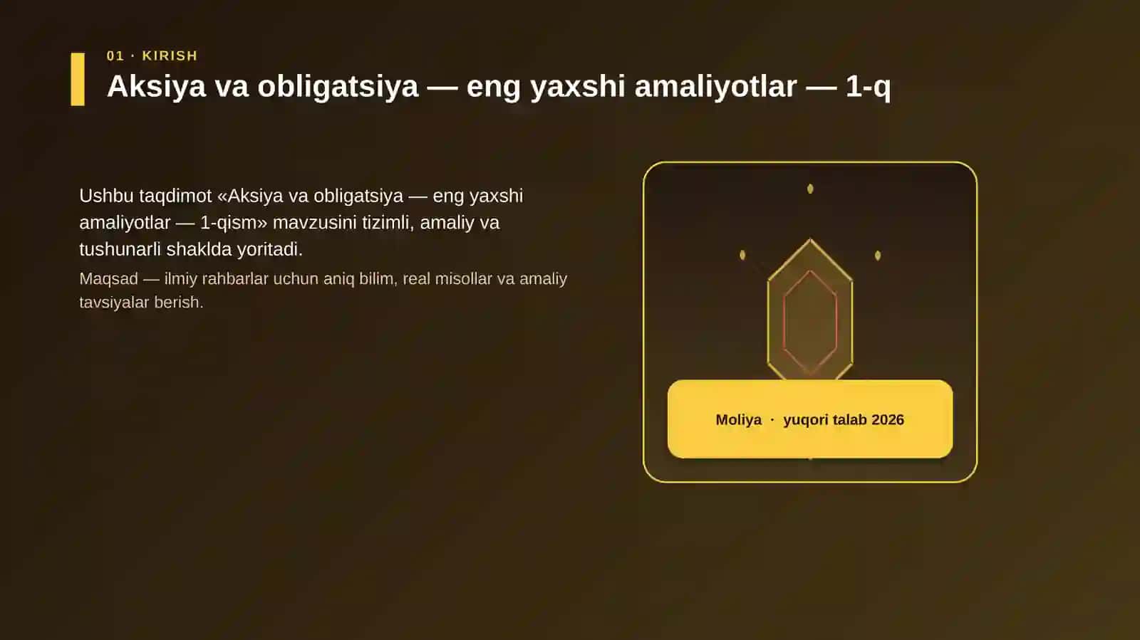 Aksiya va obligatsiya — eng yaxshi amaliyotlar — 1-qism 3