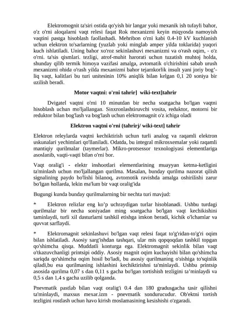 Vaqt relesining tuzilishi va ishlash negizini o’rganish 3