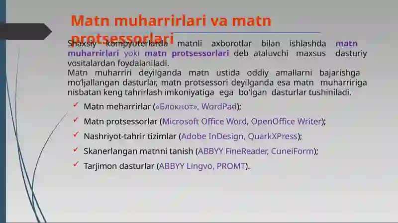 Zamonaviy matn redaktorlari 3