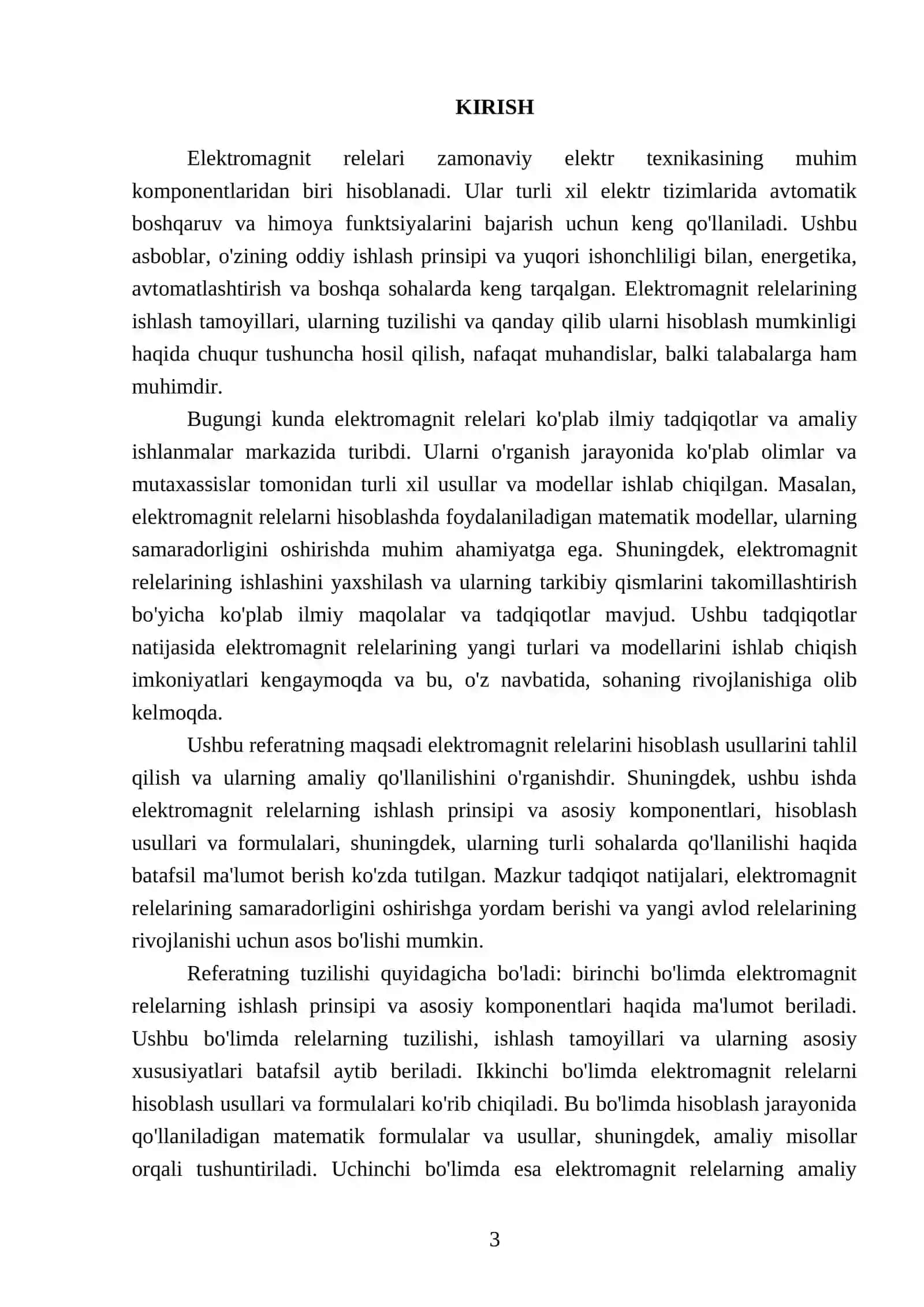 Elektromagnit relelarini hisoblash REFERATI 3
