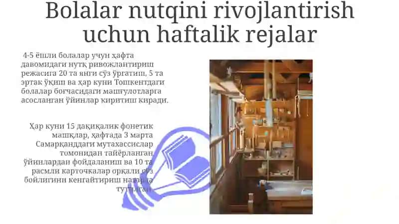 Bolalar nutqini rivojlantirish uchun haftalik rejalar 3