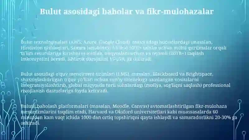 Kasbi faoliyatda bulutli texnalogiyalar va ularni talimiy imkoniyatlar 3