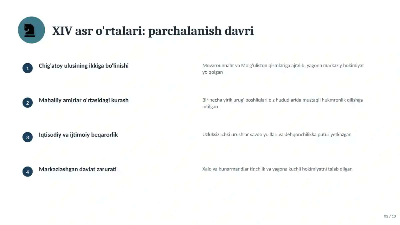TARIX TAQDIMOTI Movarounnahr davlati va Temuriylar sulolasi XIV–XVI asrlar 3