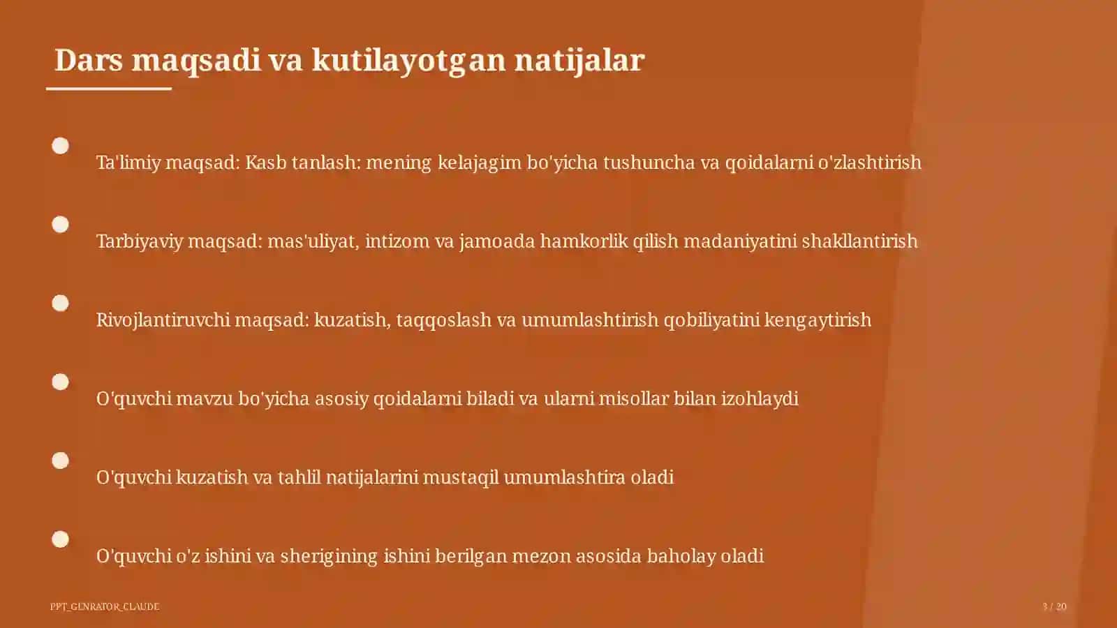Kasb tanlash: mening kelajagim 3