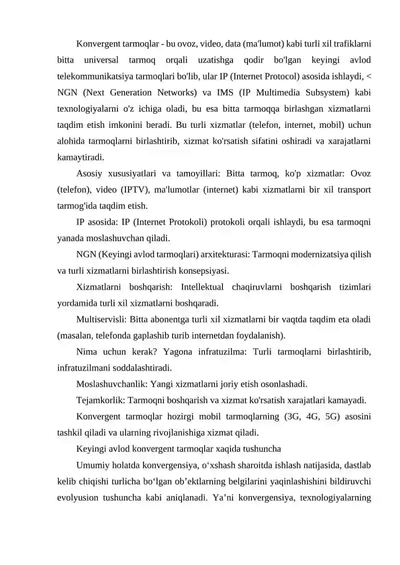 KONVERGENT TARMOQLARI 3