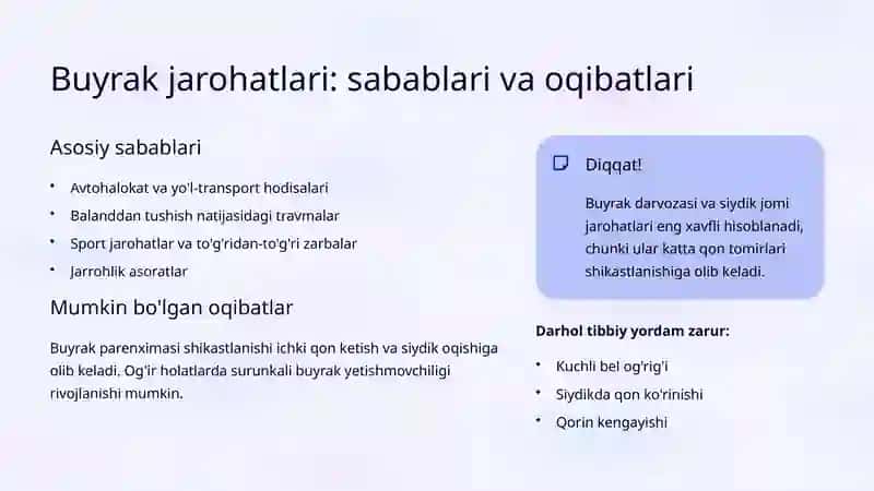 Urologik jarohatlar: Buyrak, ureter, qovuq va uretra shikastlanishlari 3