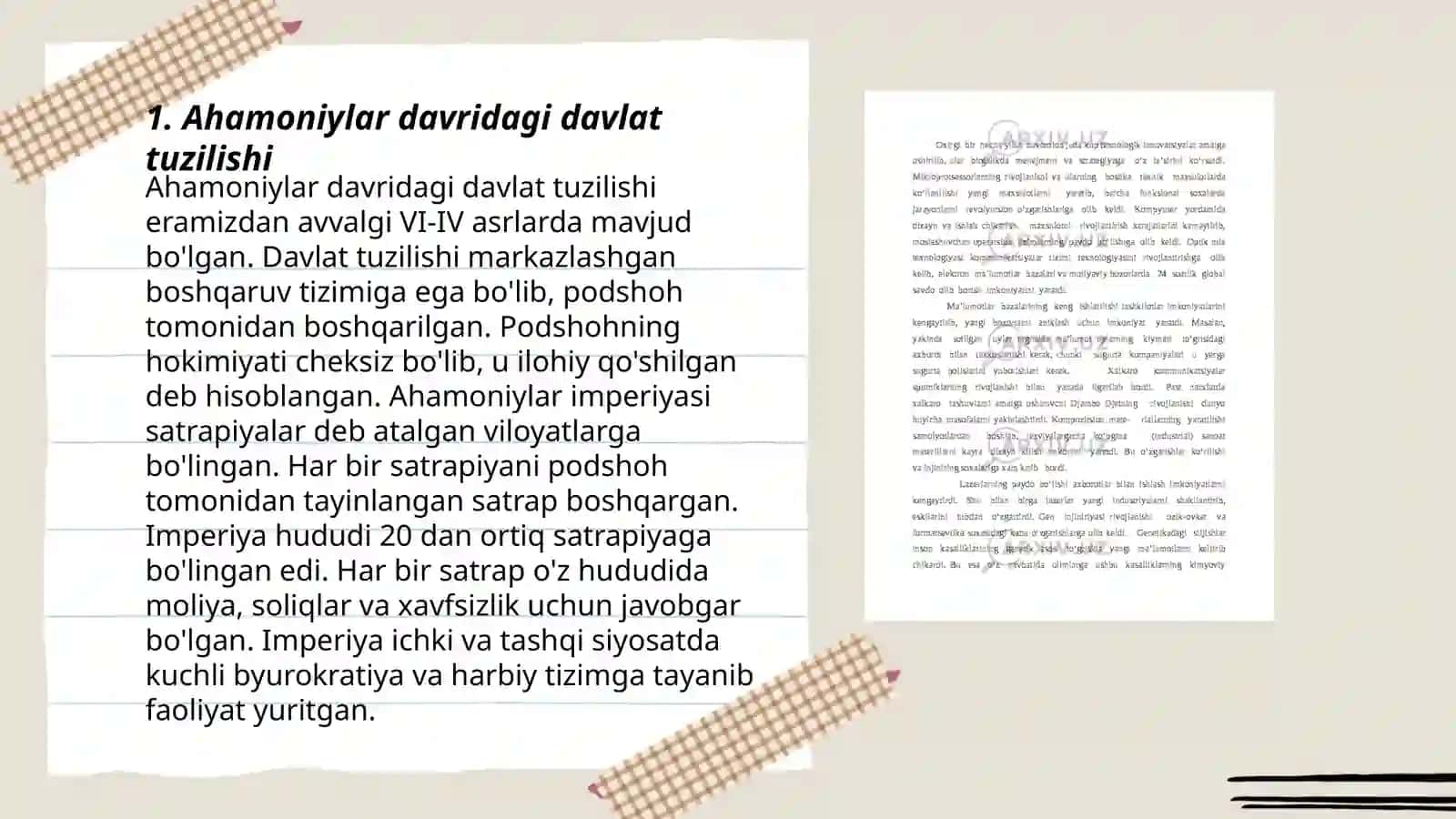 Ahamoniylar hukmdorligi davrida jamiyatlik siyosiy sistemadagi ózgarishlar 3