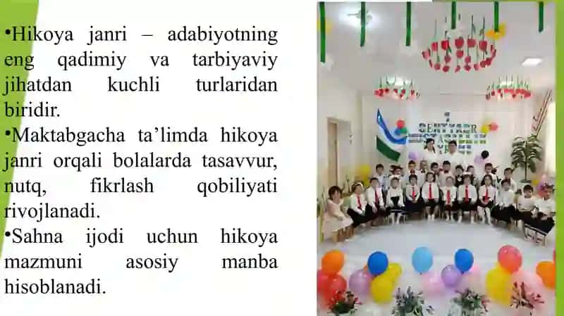 Hikoya asosida qo’shiqlar bilan uyg’unlashtirilgan spektakl. 3