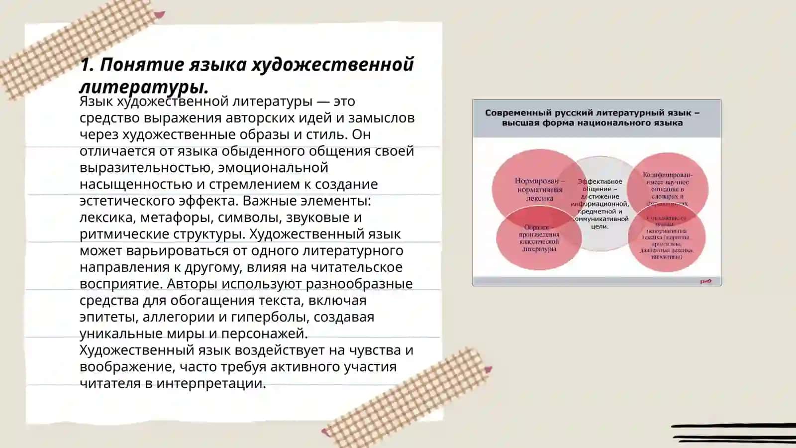 Учебное пособие "Соотношение понятий «язык художественной литературы» и «литературный язык»" 3