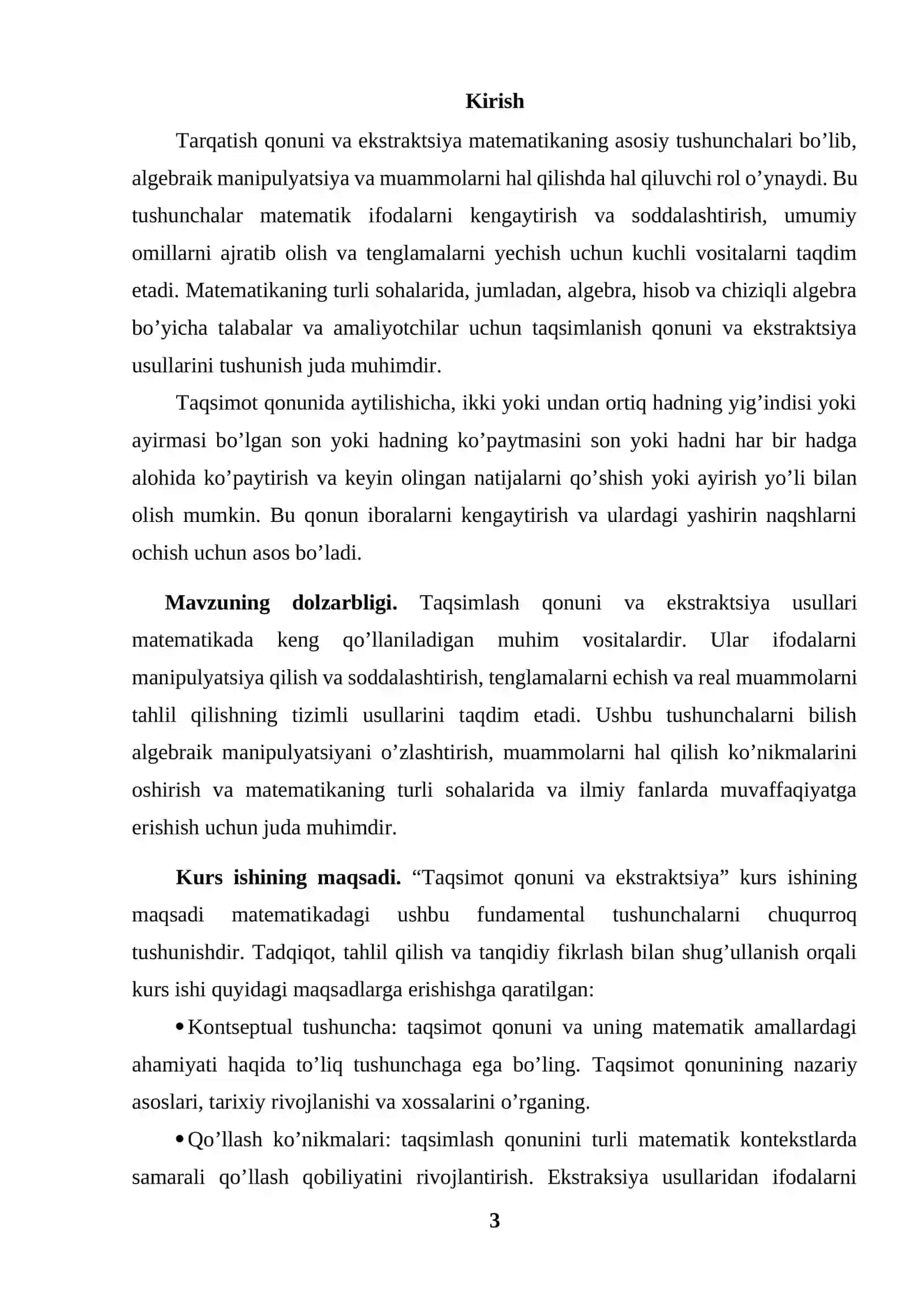 Taqismlanish qonuni, ekstraksiya 3