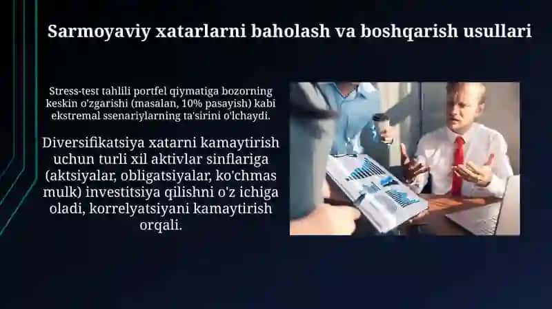 Investitsiya xavflarini baholash va boshqarish usullari 3