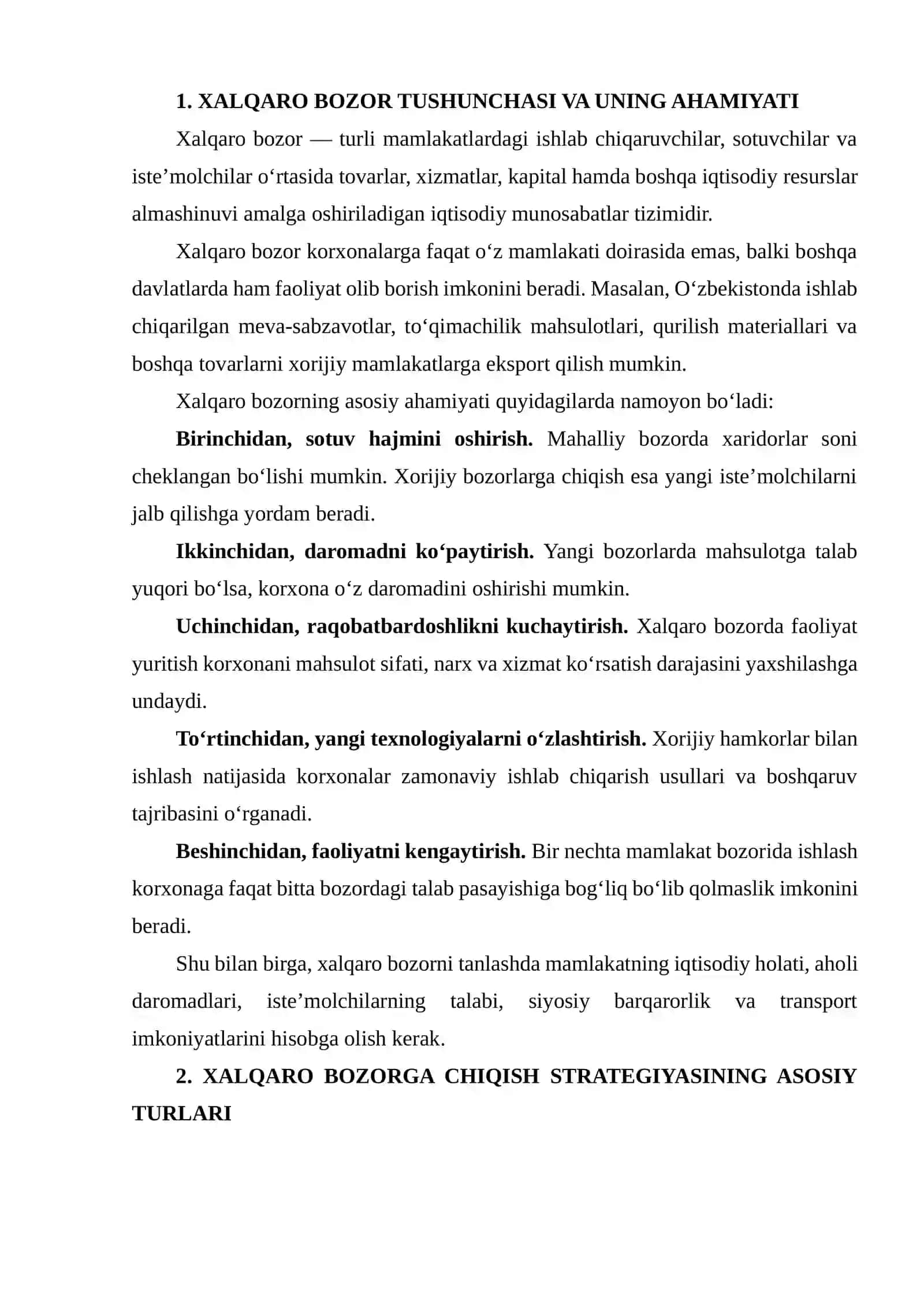 XALQARO BOZORGA CHIQISH STRATEGIYASI 3