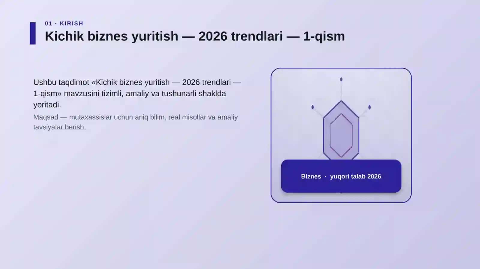 Kichik biznes yuritish — 2026 trendlari — 1-qism 3