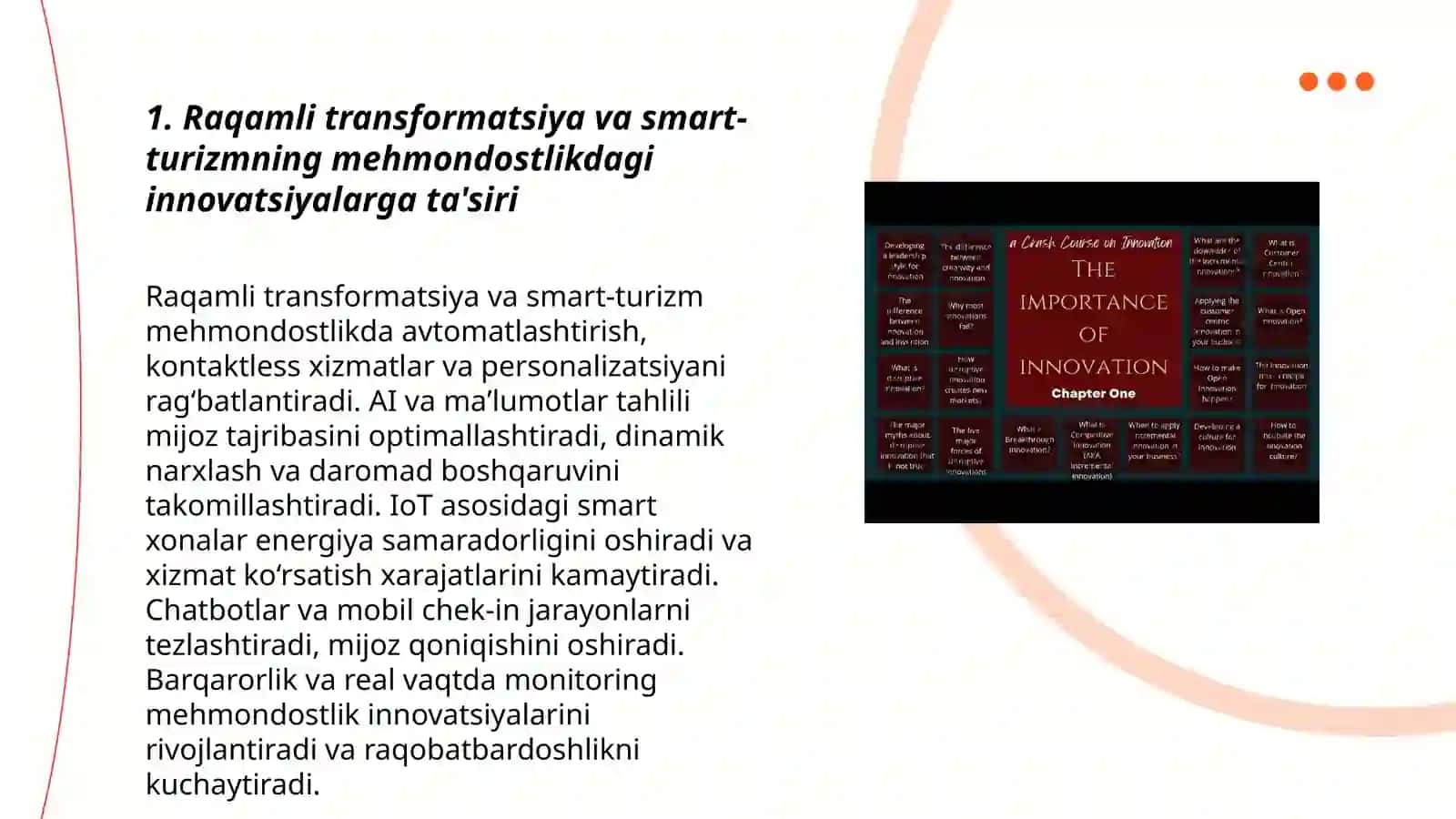 Turizm va mehmondostlikda innovatsiyalarning o'rni va ahamyati ABDULLAYEV HADYATILLOH 3