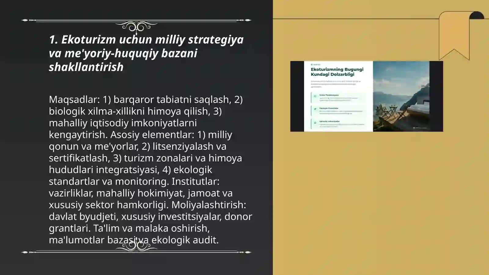 Ekoturizmni ekologik va iqtisodiy maqsadlarda rag‘batlantirish strategiyalari 3