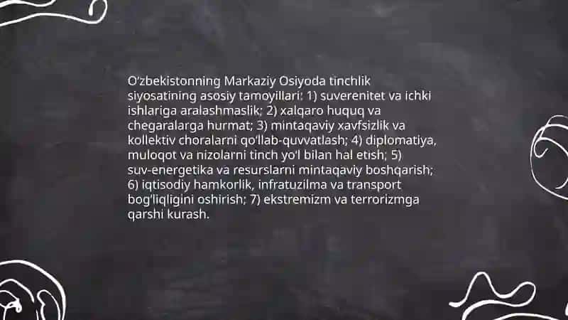 O‘zbekistoning Markaziy Osiyoda tinchlik va barqarorlikni ta‘minlashdagi o‘rni 3