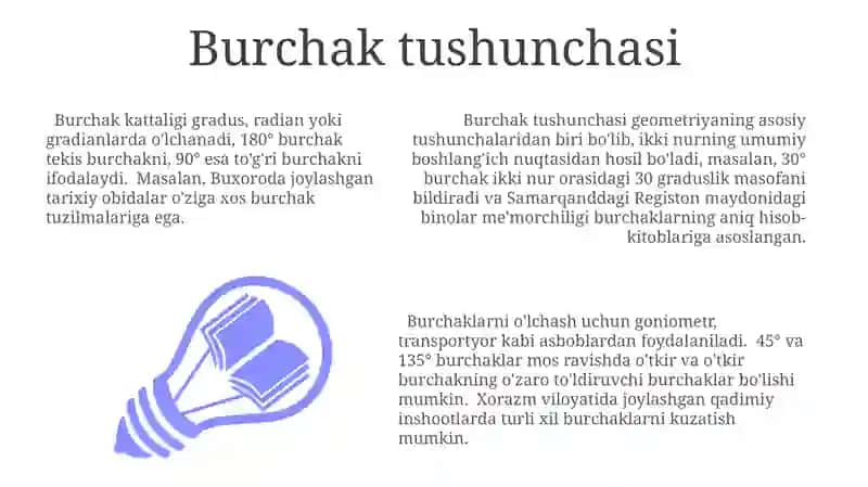 Burchak tushunchasi 3