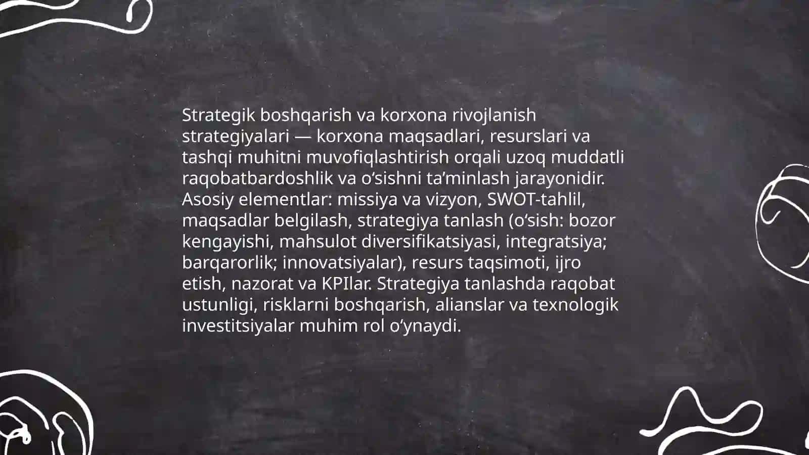 Strategik boshqarish va korxona rivojlanish strategiyalari 3