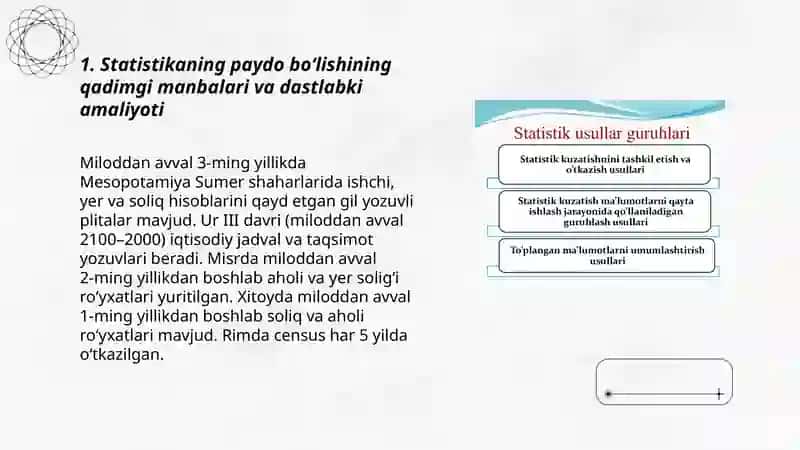 Statistikaning paydo boʻlish tarixi va rivojlanish bosqichlari 3