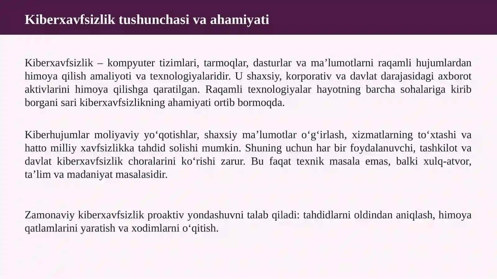 Kiberxavfsizlik va shaxsiy ma’lumotlarni himoya qilish 3