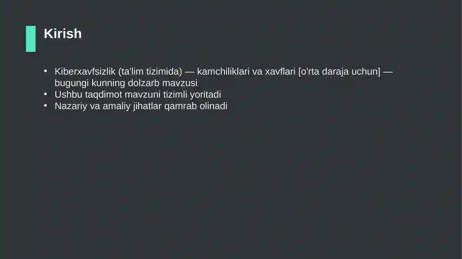 Kiberxavfsizlik (ta'lim tizimida) — kamchiliklari va xavflari [o'rta daraja uchun] 3