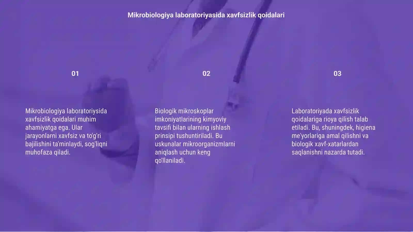 Mikrobiologiya laboratoriyasida xavfsizlik qoidalari 3