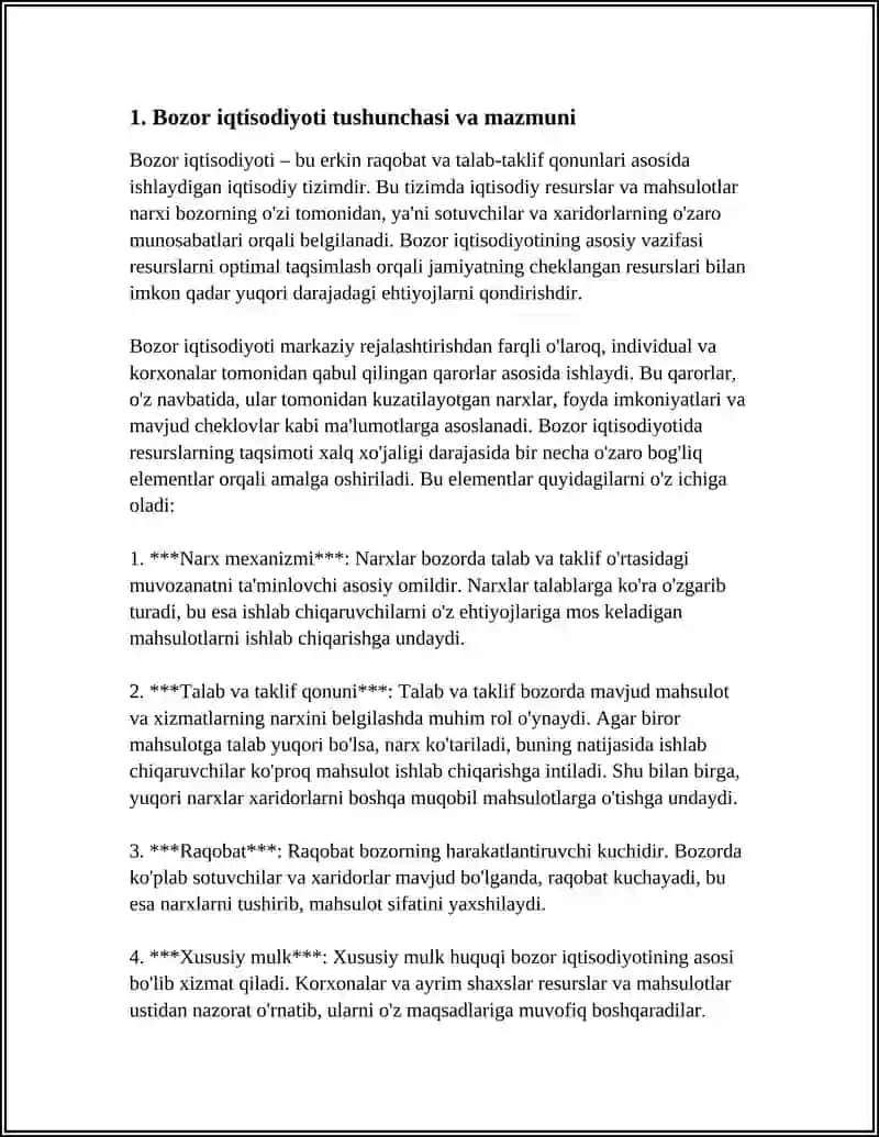 Bozor iqtisodiyoti va uning asosiy belgilari 3