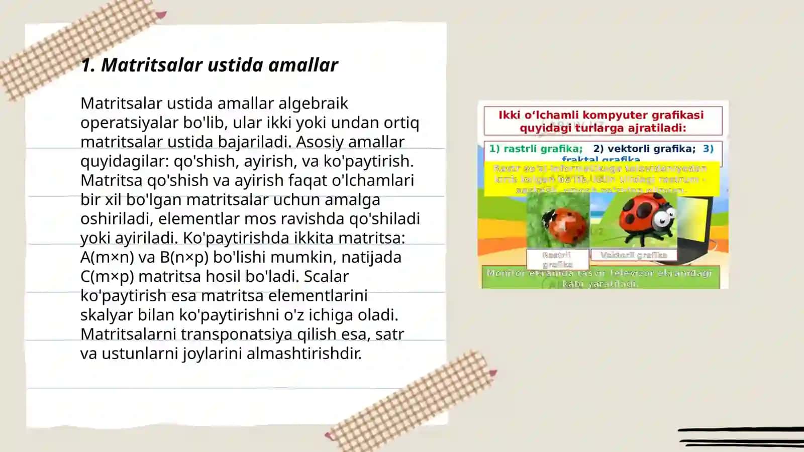 Matritsalar ustida amallar 3