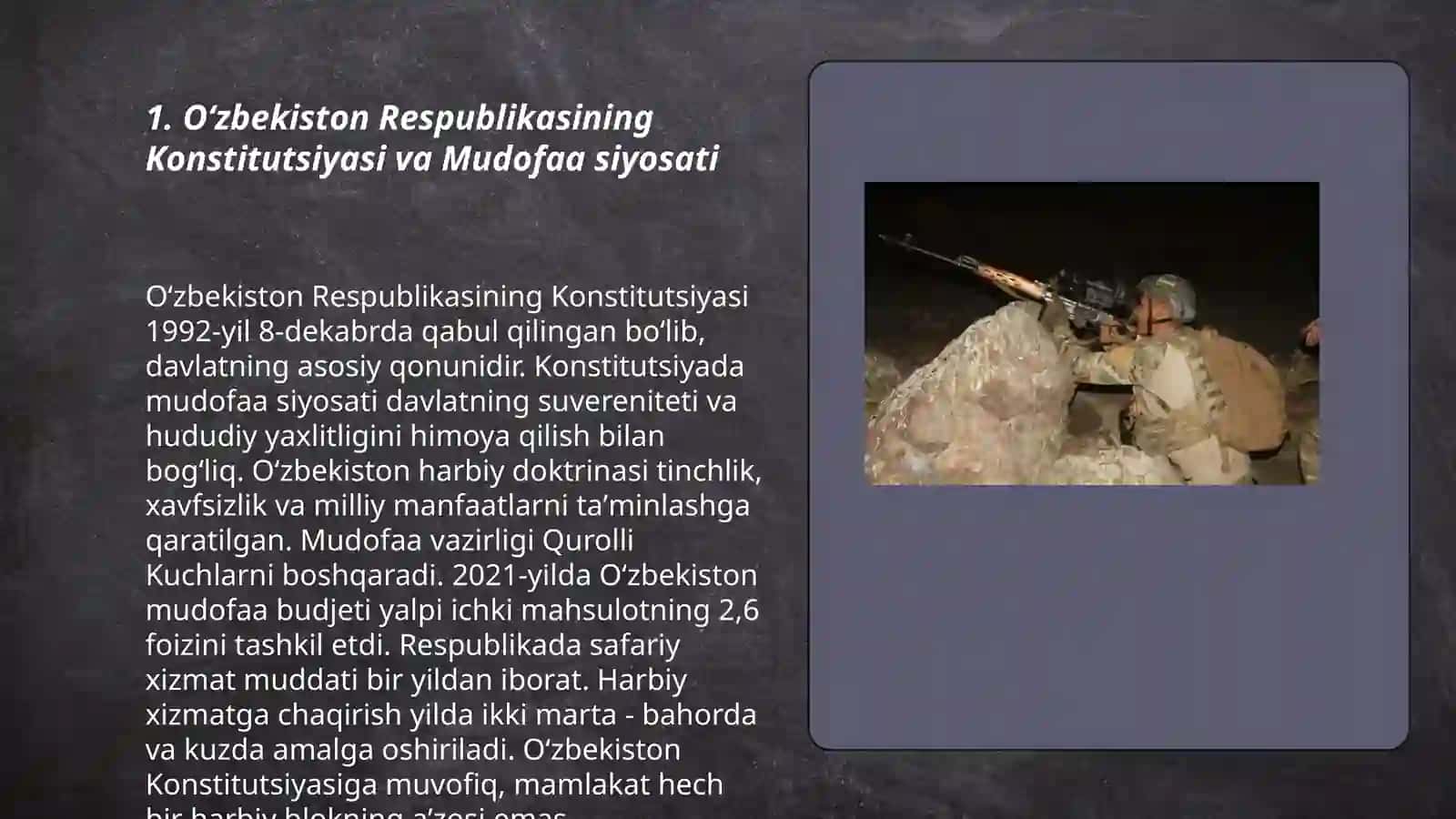 Oʻzbekiston Respublikasi Mudofaa va Xavfsizlikning taminlanishi 3