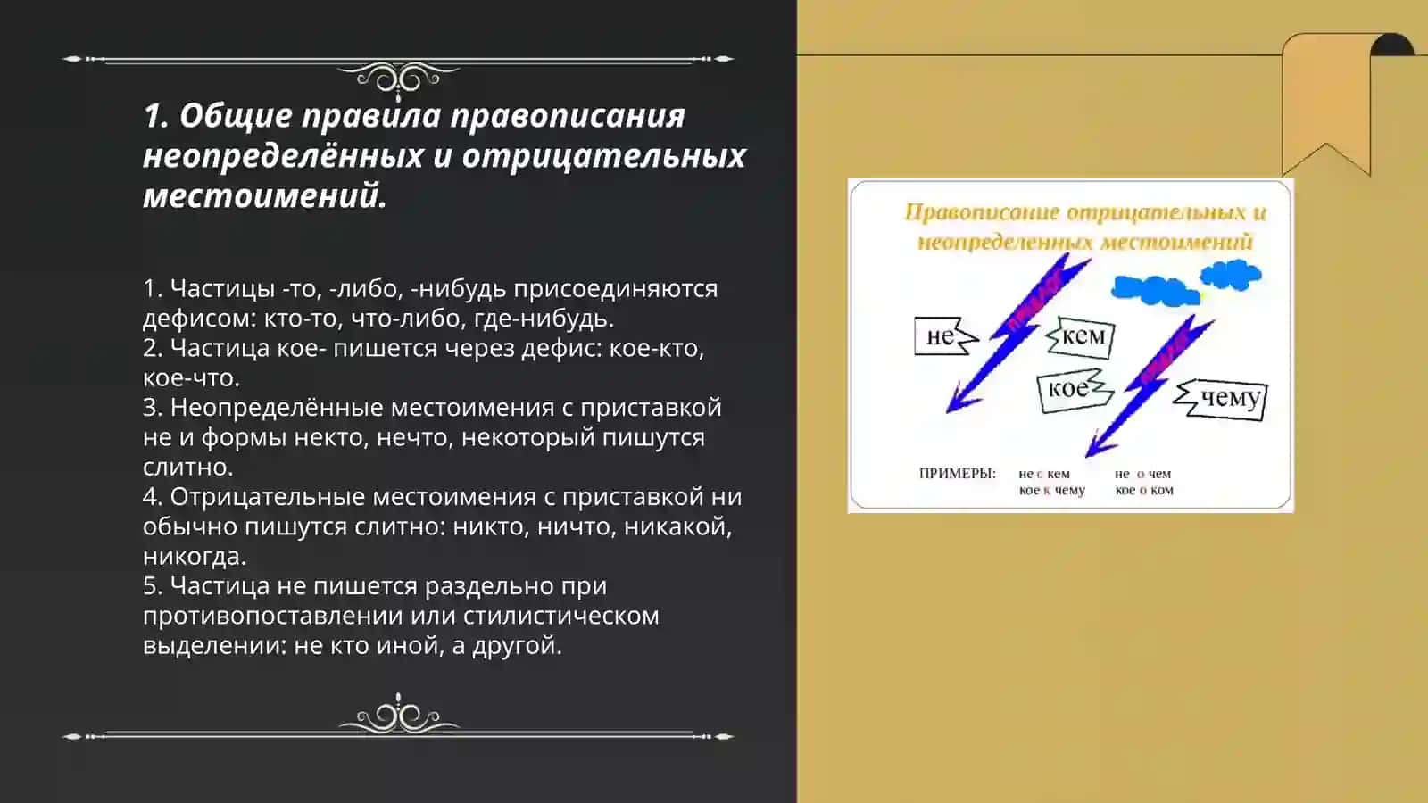 Правописание неопределенных и отрицательных местоимений 3