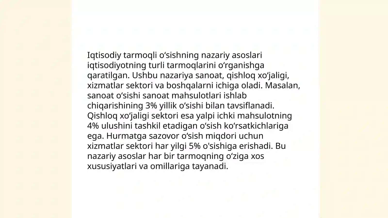 Iqtisodiy tarmoqli oʻsish 3