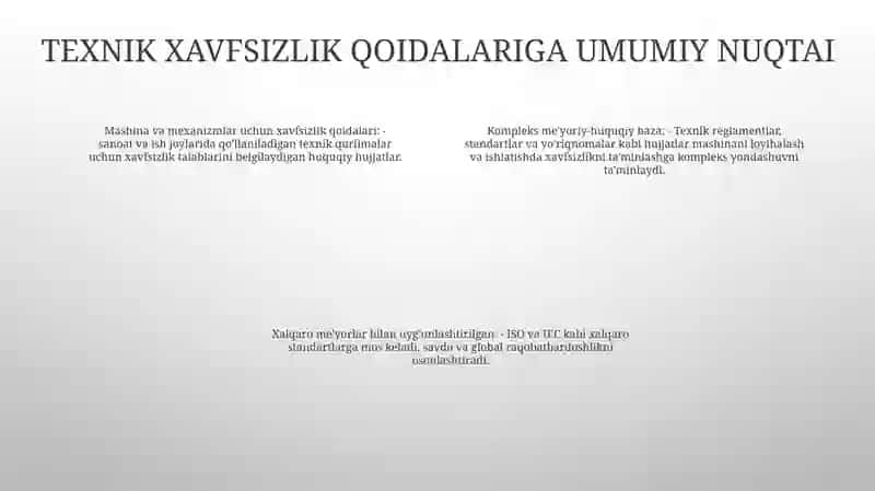 Mashina Va Mexanizmlar Uchun Texnika Xavfsizligi Talablari Keltiriladigan Meyoriy Hujjatlar Tizimi 3