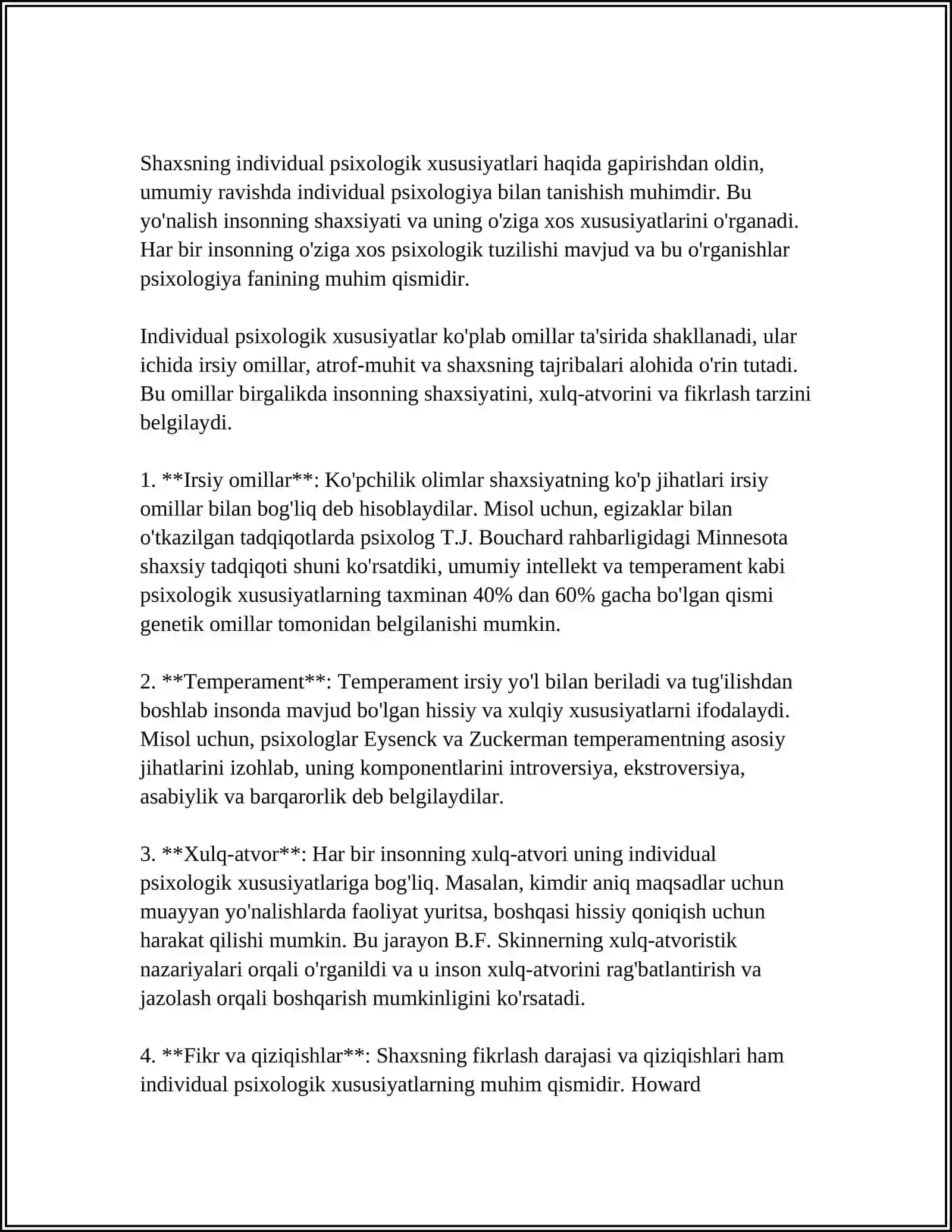 SHAXSNING INDIVIDUAL – PSIXOLOGIK XUSUSIYATLARI. IQTIDORLI TALABALARNI ANIQLASH VA RIVOJLANTIRISH MUAMMOLARI 3