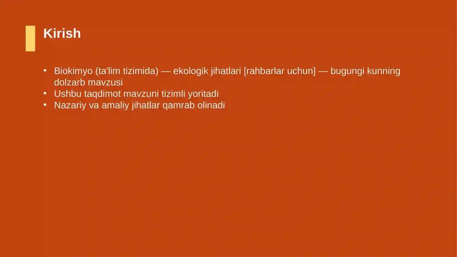 Biokimyo (ta'lim tizimida) — ekologik jihatlari [rahbarlar uchun] 3