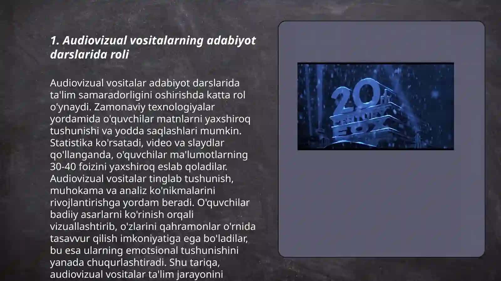 Adabiyot darslarida audiovizual va texnik vositalardan foydalanish 3