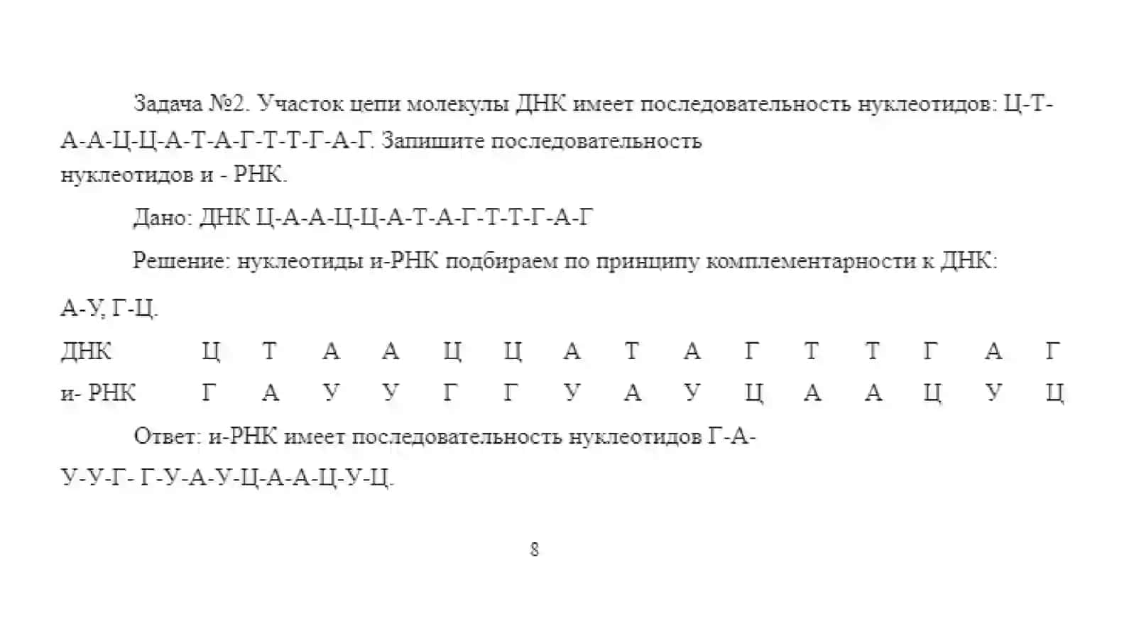 Решение задач на определение последовательности нуклеотидов 3