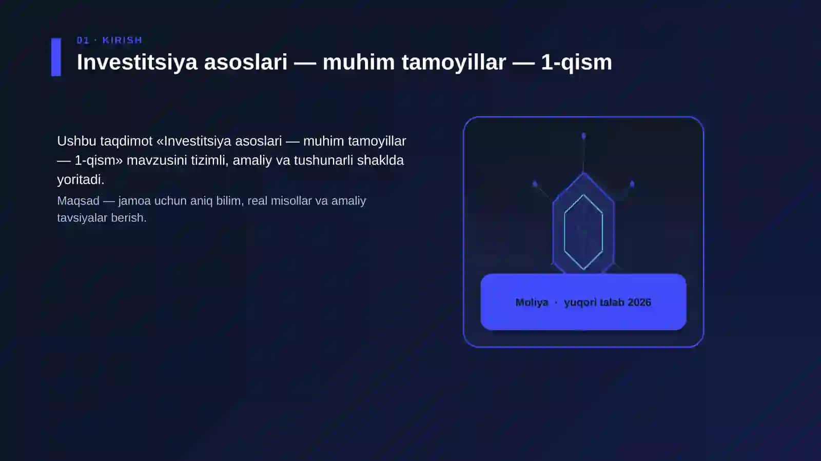 Investitsiya asoslari — muhim tamoyillar — 1-qism 3