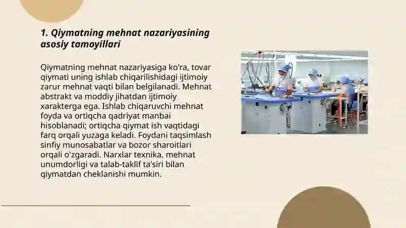Qiymatning mehnat nazariyasi va keyingi qòshilgan miqdor nafilligi nazariyalari 3
