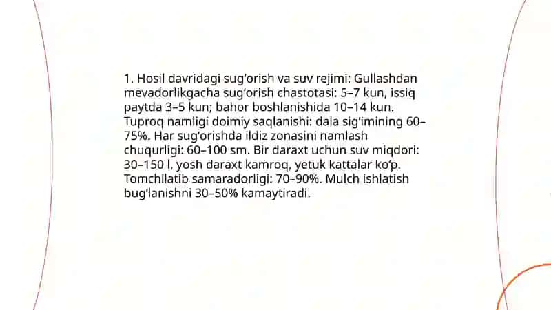 Hosilga kirgan bogʻlarni parvarish qilish 3